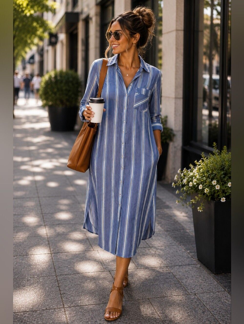 Express striped long sleeve dress